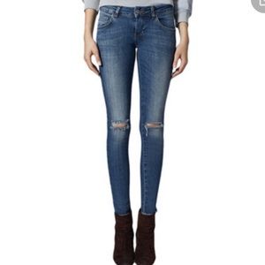 Anine Bing distressed blue jeans with raw